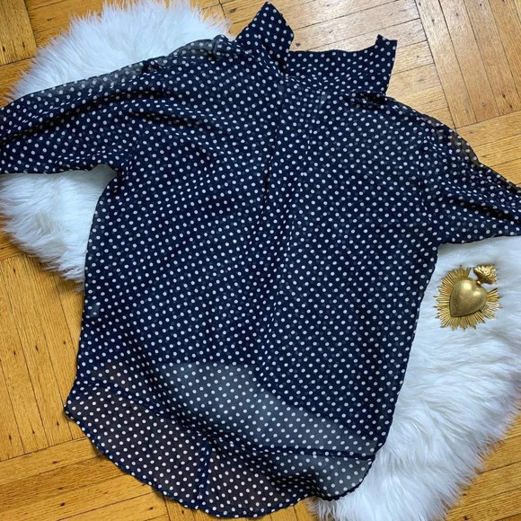 Tea n Rose Sheer Button-down Blouse - Picture 5 of 5